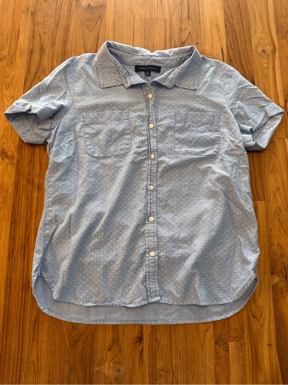 Tommy Hilfiger Button Down Shirt Women’s Medium Polka Dot Short Sleeve